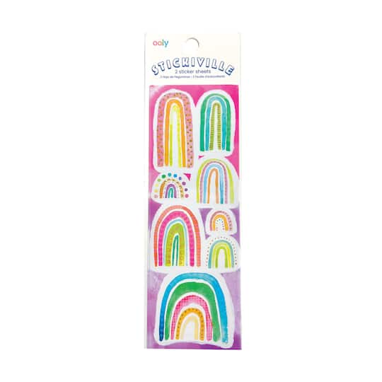 OOLY Stickiville Skinny Watercolor Rainbows Metallic Foil Stickers